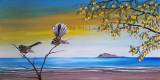 2Two Fantails in Kowhai Tree - Napier - 100cmx50cm