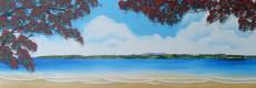 Waiheke seen from Howick Beach - 75cmx35cm