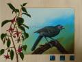 Kokako in New Zealand Fuchsia - 40cmx30cm