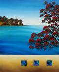 Howick Beach at Hightide, Oil on Canvas, 40cm x 30cm