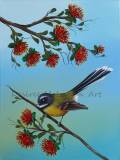 Fantail in Pohutukawa - 40cmx30cm