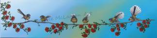 Six Fantails on a branch - 1.2mx30cm