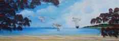 Feeding Seagulls - 90cmx40cm